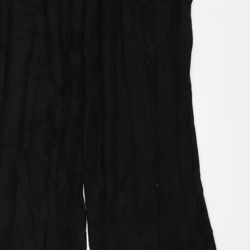 Boohoo Women’s Black UK 14 Wide-Leg Knit Trousers Elastic Waist