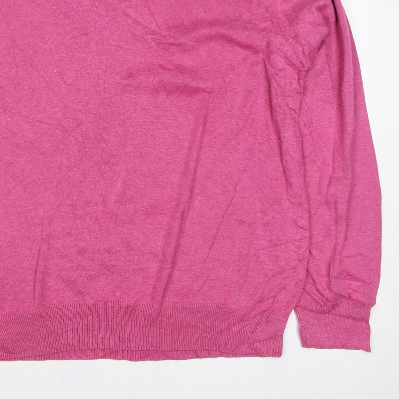 GANT Men’s Pink 2XL Cotton V-Neck Logo Pullover Jumper