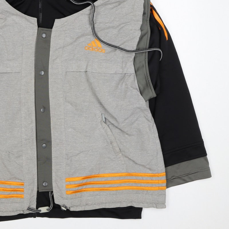 Adidas Men’s Grey Orange Hooded Full Zip Jacket M Sports