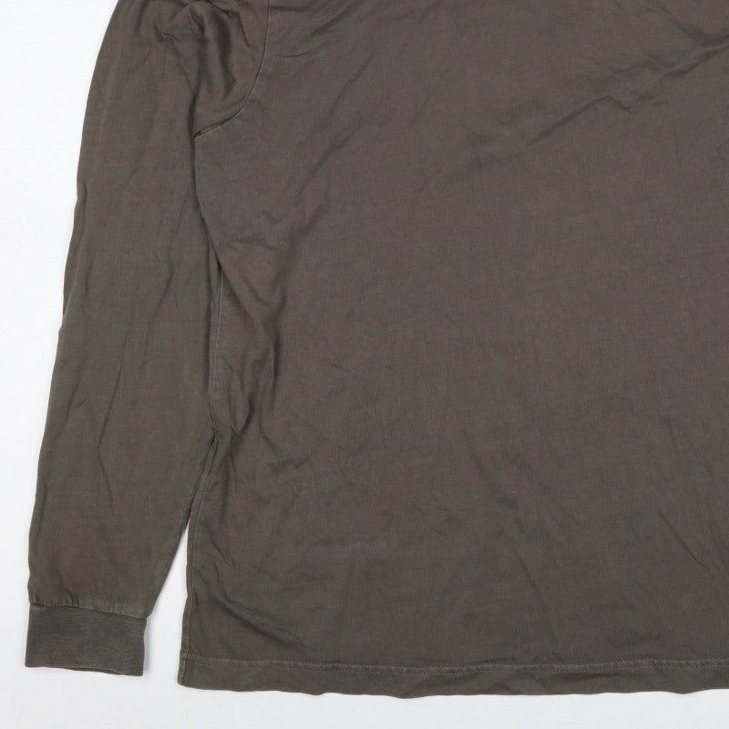 Reebok Men’s Brown L High Neck Logo Pullover Sweatshirt