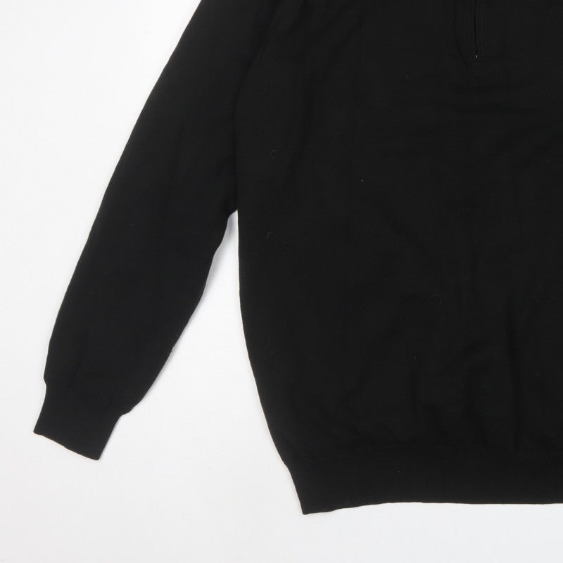 Dunlop Men's Black 2XL 1/4 Zip High Neck Cotton Lined Jumper