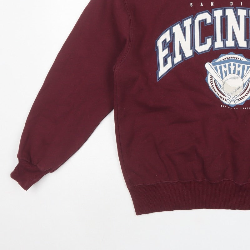 Pull&Bear Women Red S San Diego Baseball Graphic Sweatshirt