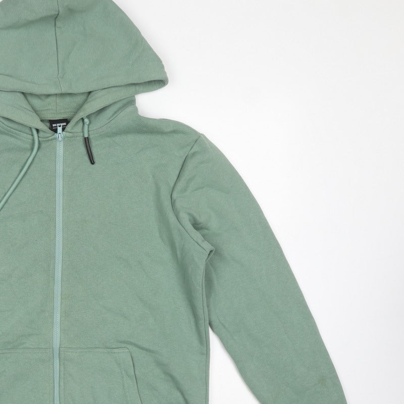 Only & Sons Men's Green S Full Zip Hoodie Drawstring Pockets Cotton Blend
