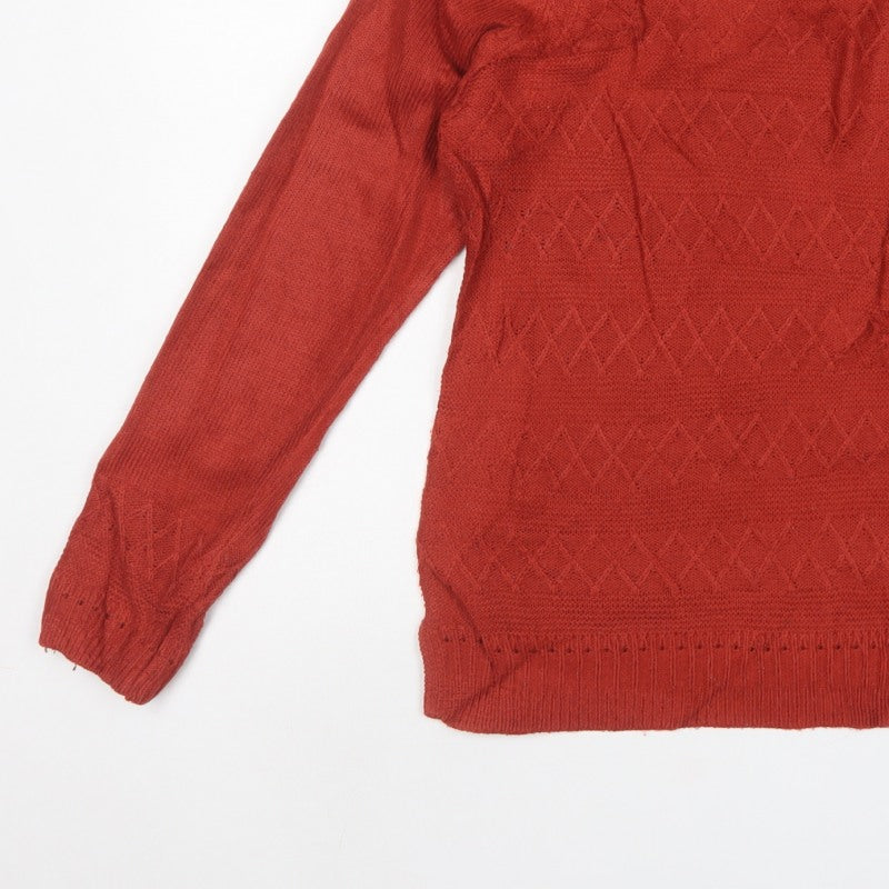 ISLE Women's Red Size 10-12 Argyle Knit Long Sleeve Pullover Jumper