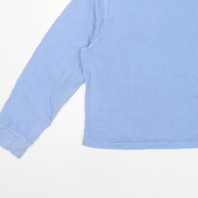 H&M Women Blue L Cotton Crew Neck Pullover Sweatshirt