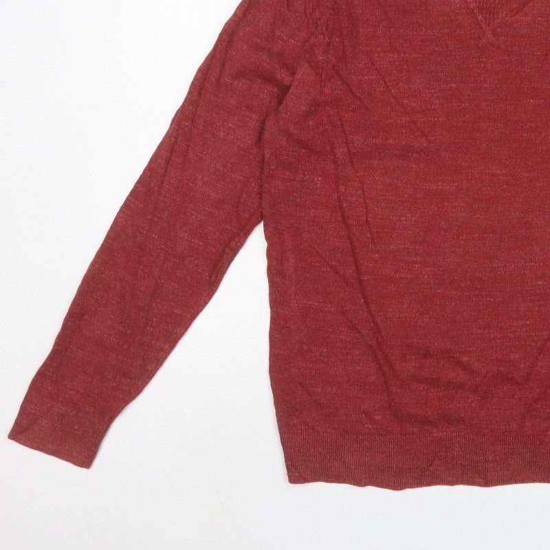 Tommy Hilfiger Men's Red L Cotton Wool Crew Neck Pullover Jumper