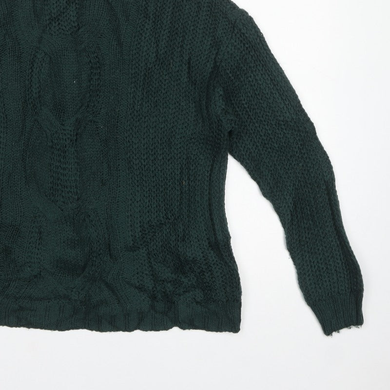 Vero Moda Women’s Green L Cable Knit Crew Neck Pullover Jumper