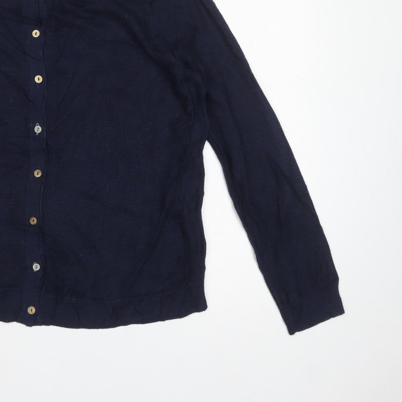 White Stuff Women’s Navy Blue UK 14 Button Knit Cardigan Long Sleeve