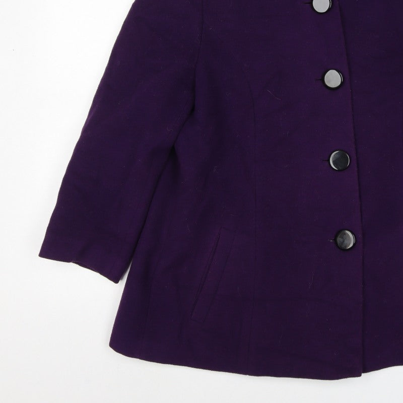 Lebek Women’s Purple UK 16 Wool Blend Mid-Length Button Coat
