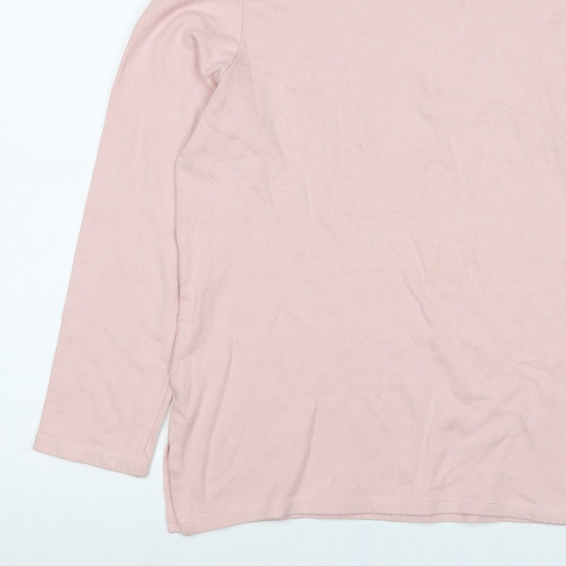 Rapport Women's Pink S Basic Roll Neck Long Sleeve Jersey Top