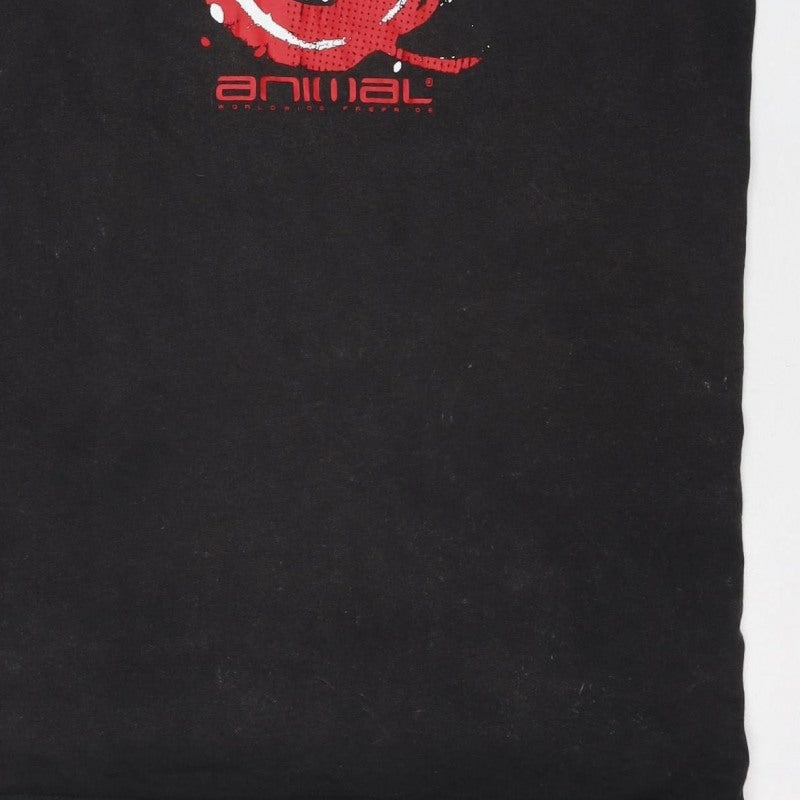 Animal Men’s Black Red Rose Graphic Ringer Sleeveless T-Shirt M