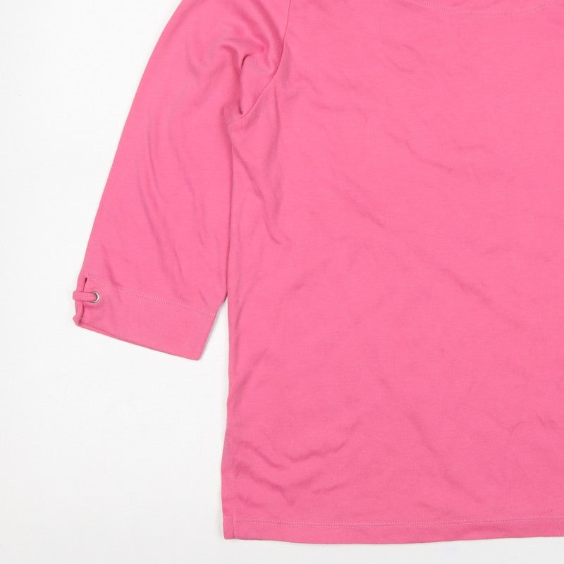 Canvas Women Pink Size 18 3/4 Sleeve Strap Detail Jersey Top