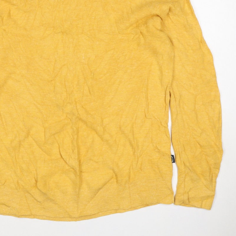 Face Unisex Adults Yellow Cotton Crew Neck Knit Pullover Jumper XL