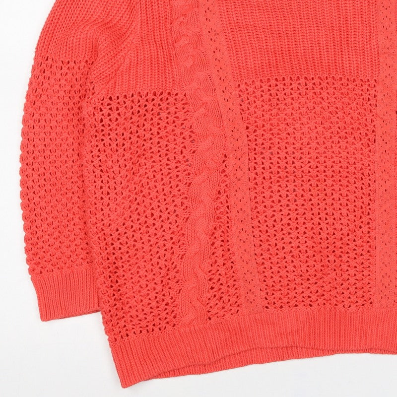 Marks and Spencer Women Orange UK 18 Cable Knit Cotton Jumper