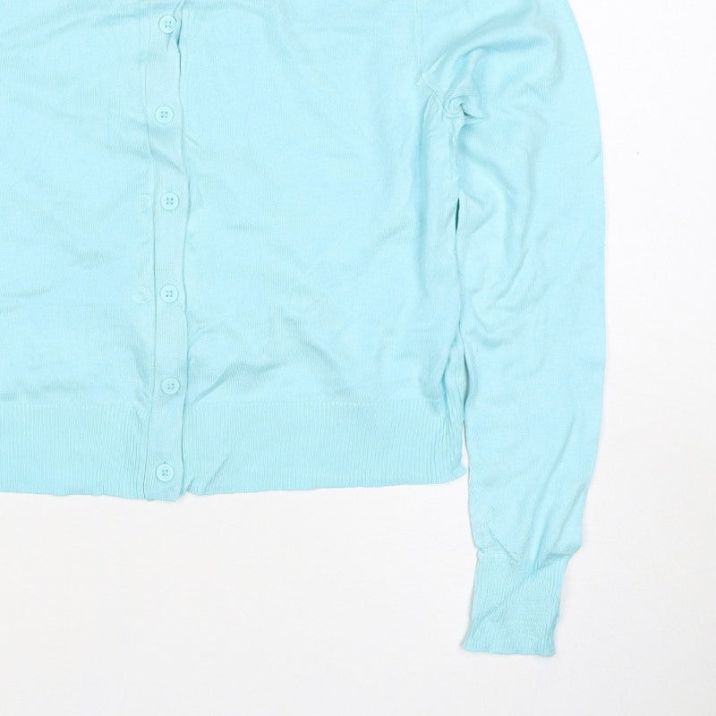 Marks & Spencer Women Blue Size 10 Button Cardigan Long Sleeve