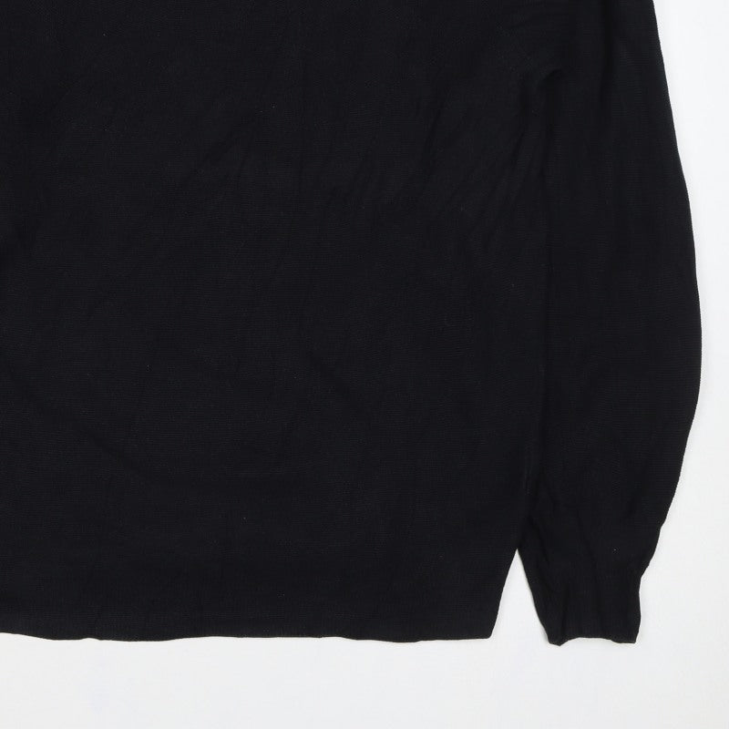 Uniqlo Women Black Cotton Knit Pullover Jumper Size M Long Sleeve