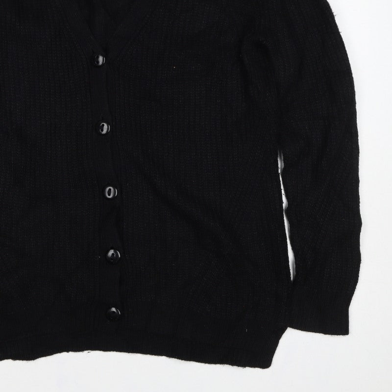 AllSaints Women’s Black S V-Neck Button Knit Cardigan