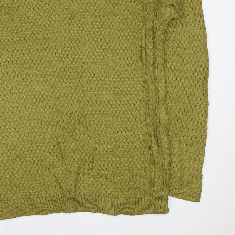Isle Essentials Women Green Size 14 Cable Knit Crew Neck Pullover Jumper