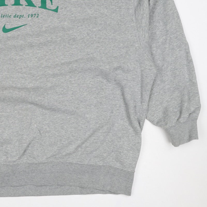 Nike Unisex Adults Grey 2XL Pullover Sweatshirt Green Logo