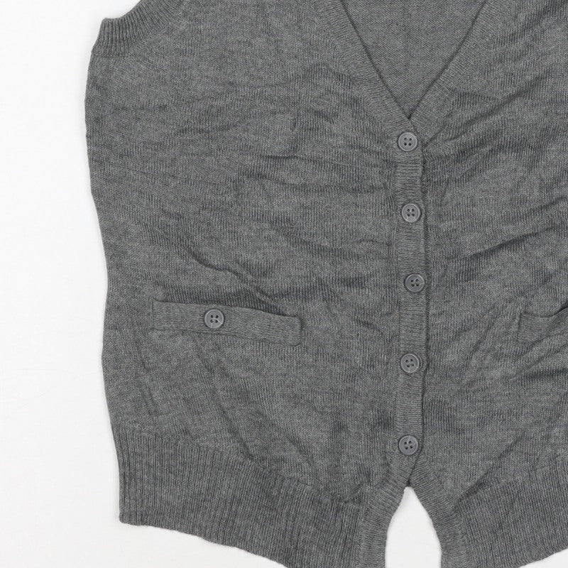 H&M Women’s Grey Sleeveless V-Neck Button Knit Vest Size S
