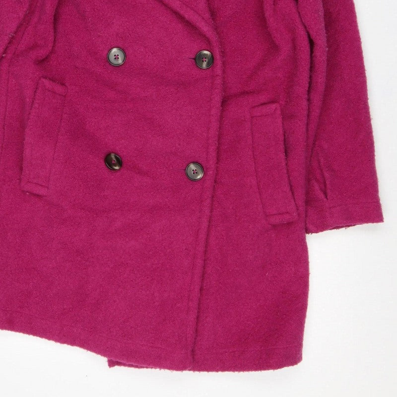 TU Women’s Pink Size S Double-Breasted Pea Coat Fleece Button Jacket