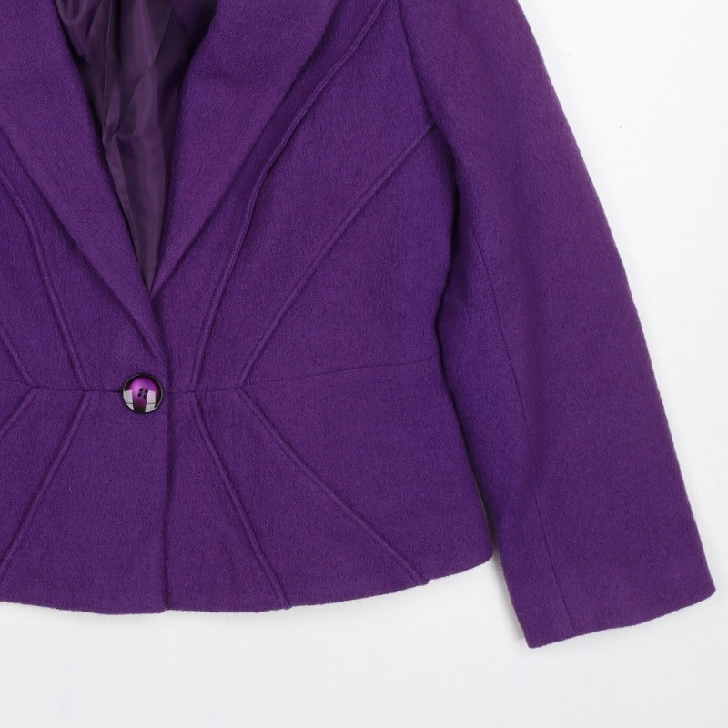 CC Petite Women’s Purple Size 14 Wool One Button Tailored Blazer Jacket