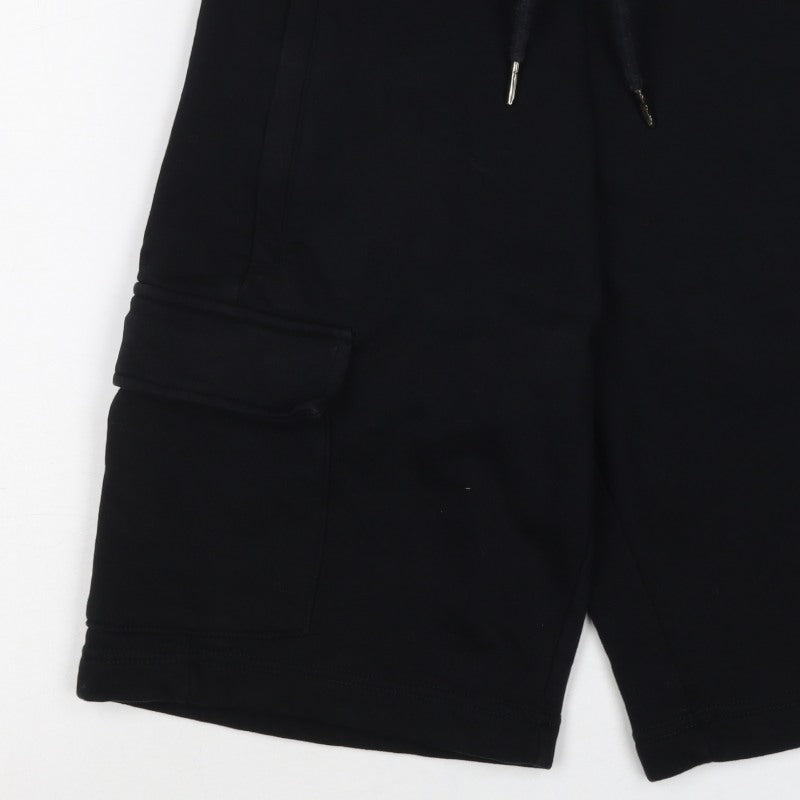 Lonsdale Men’s Black XS Cargo Sweat Shorts Drawstring Logo Pockets