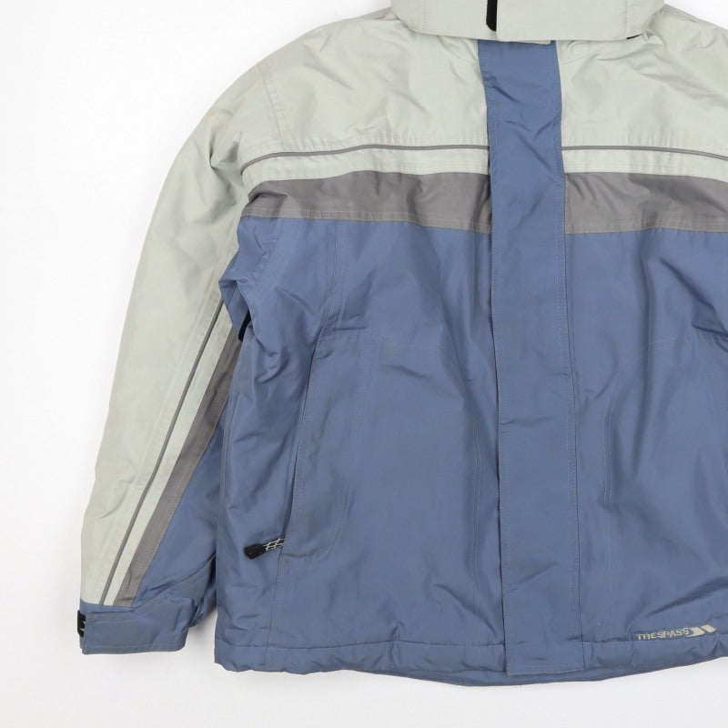 Trespass Boys Blue Grey 15-16 Years Ski Jacket Hooded Waterproof