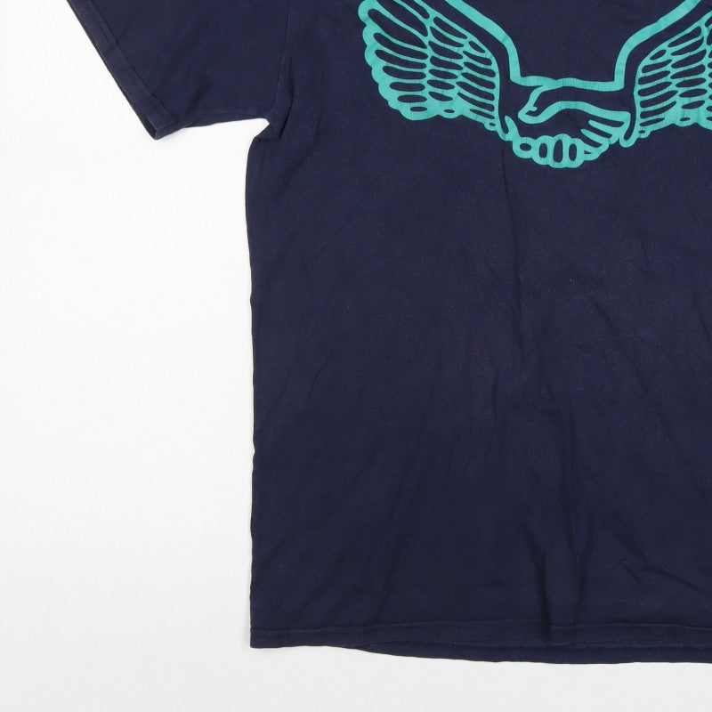 Unabomber Men’s Blue Large Wing Graphic Crew Neck T-Shirt