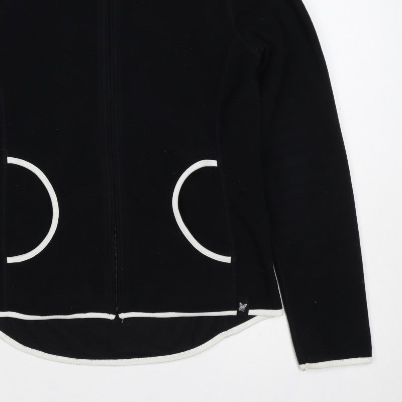 Next Women’s Black Fleece Zip Jacket UK 12 White Trim Pockets