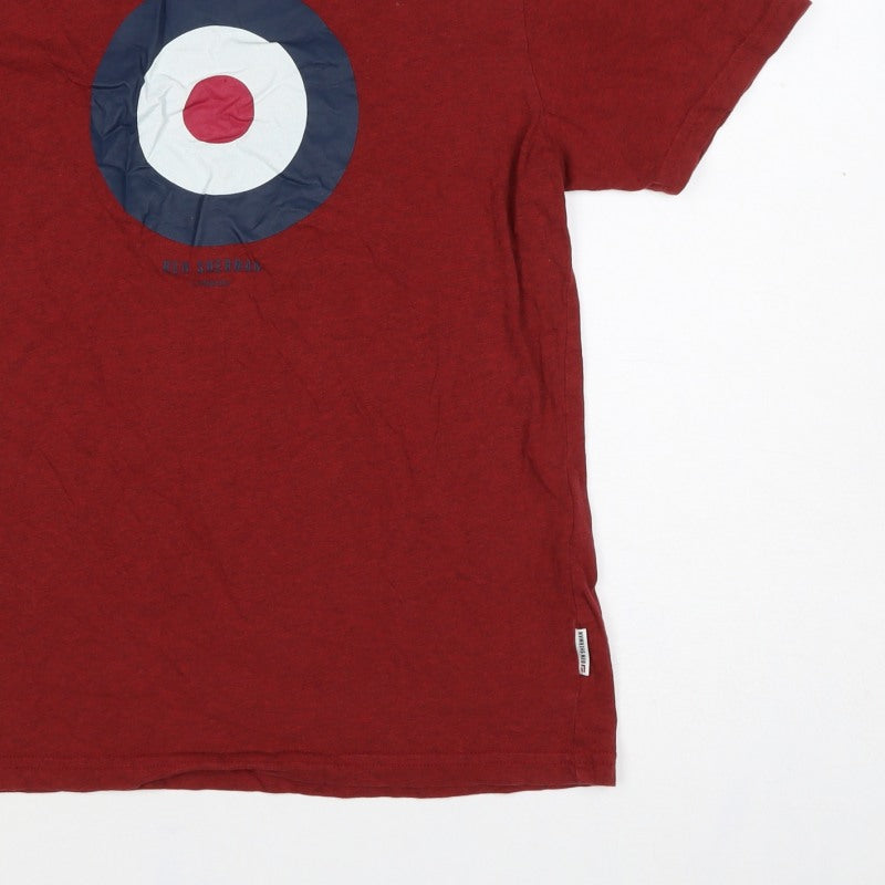 Ben Sherman Men’s Red S Mod Target Logo Crew Neck Cotton T-Shirt