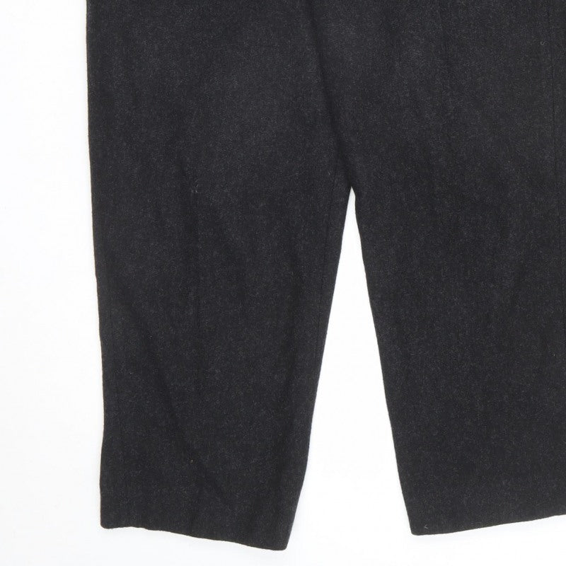 Jigsaw Women Black UK 14 Wool Blend Tailored Cropped Trousers
