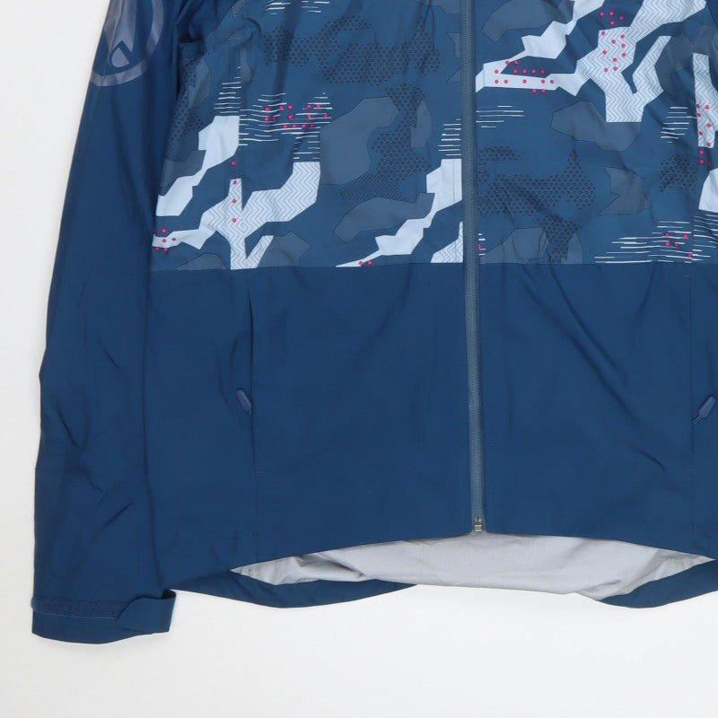 Endura Men’s Blue M Camo Hooded Cycling Windbreaker Jacket