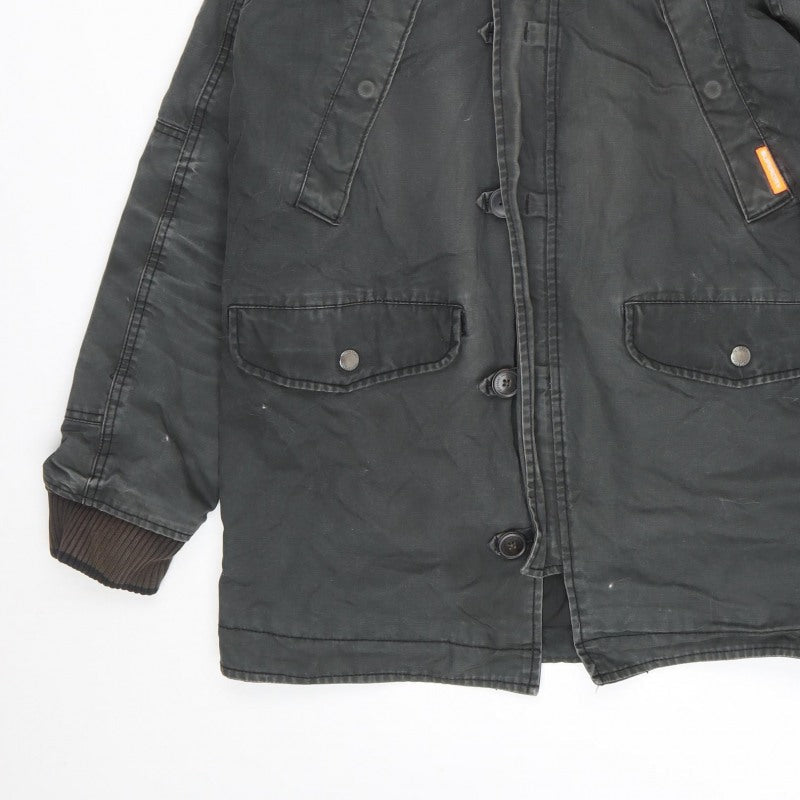 Superdry Mens Black XL Military Parka Hooded Lined Jacket