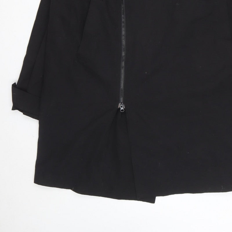 Topman Men’s Black XL Long Zip Overcoat Collared Cotton Blend