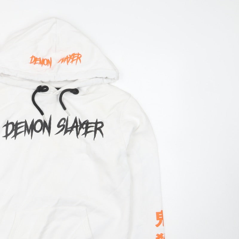 Amplified Women’s White S Demon Slayer Anime Pullover Hoodie Graphic