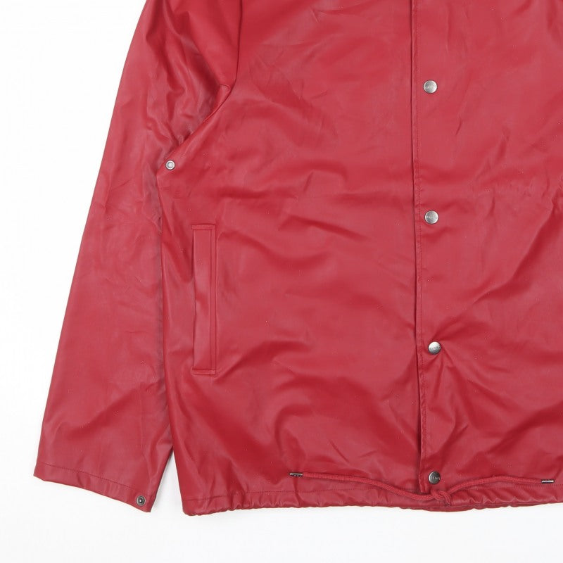Rains Unisex Red XL Waterproof Rain Jacket Snap Front