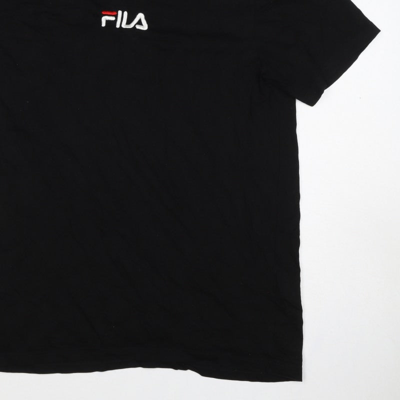 Fila Men’s Black Size S Embroidered Logo Crew Neck Cotton T-Shirt