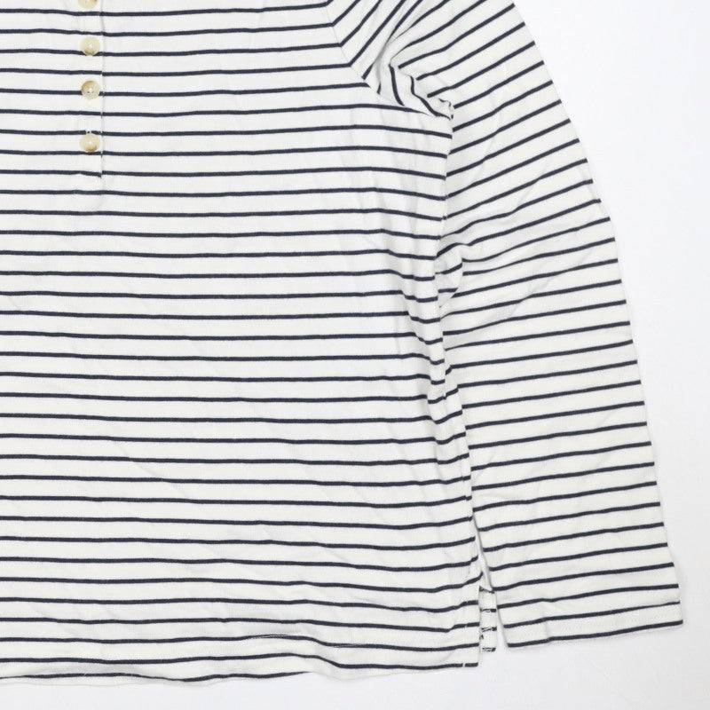 Joules Teens White Navy Stripe UK 14 Jersey Long Sleeve T-Shirt
