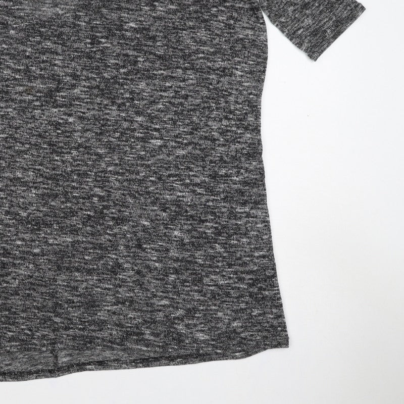 Cynthia Rowley Women Grey Marled XS Basic V-Neck Short Sleeve T-Shirt
