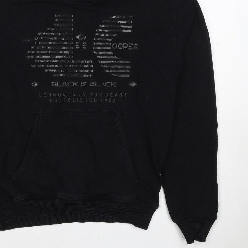 Lee Cooper Men’s Black M Pullover Graphic Logo Hooded Hoodie