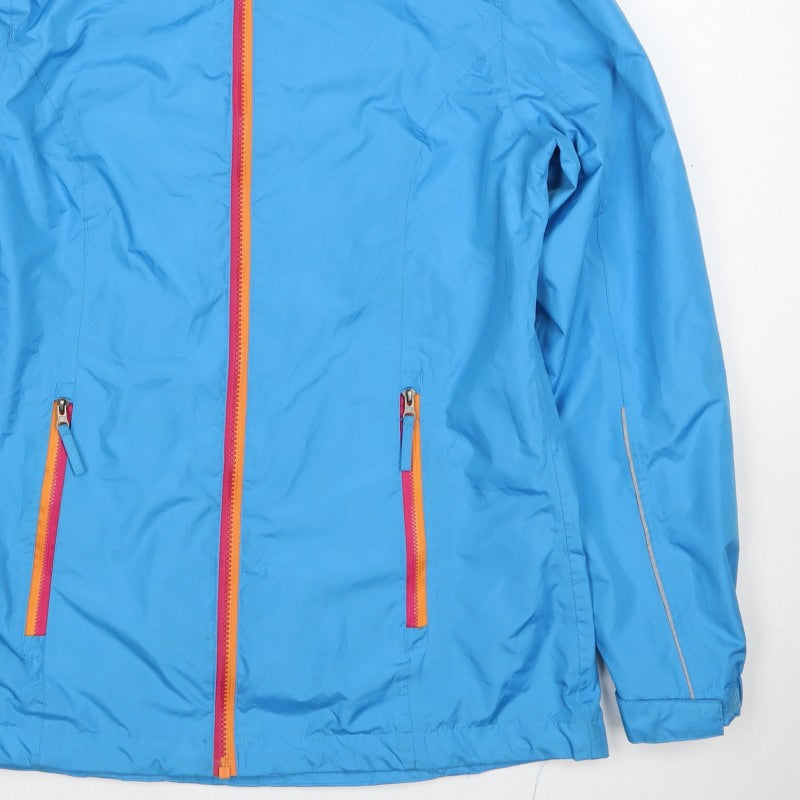 Crane Women's Blue S Hooded Rain Jacket Full Zip Reflective