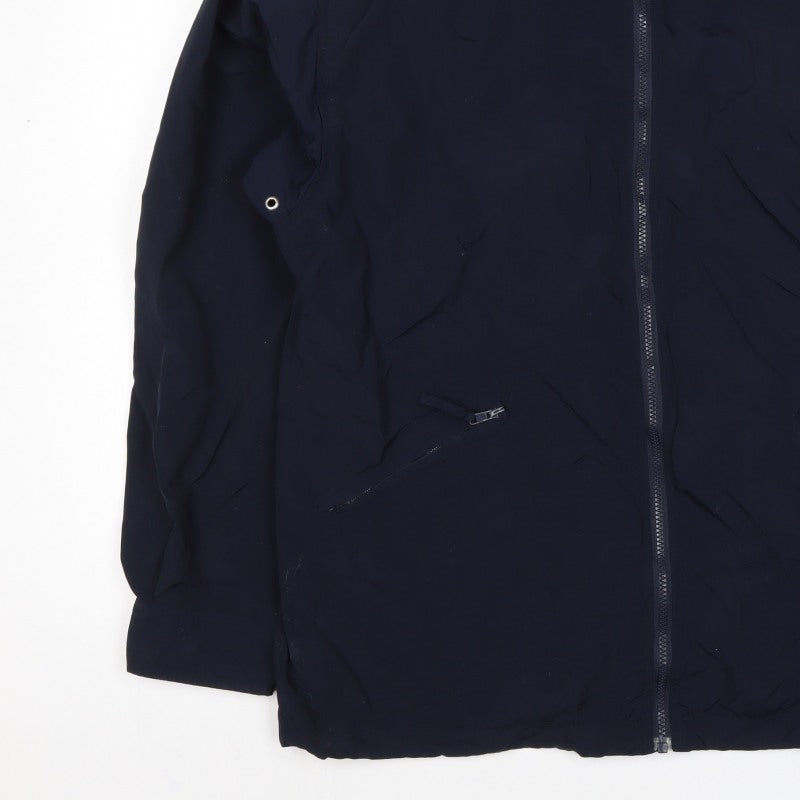 P&D Sports Men’s Navy Nylon Zip Jacket Size L Stand-Up Collar Pockets