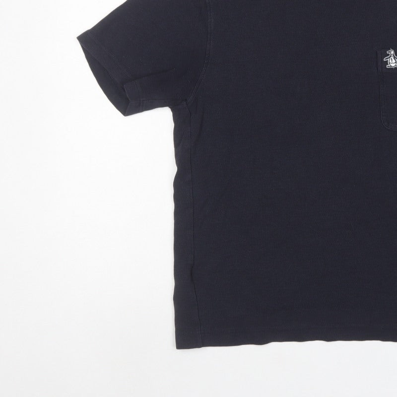 Original Penguin Mens Blue M Logo Pocket Crew Neck T-Shirt