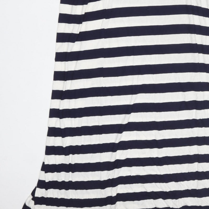 Gap Women Blue White Striped M V-Neck Maxi Dress