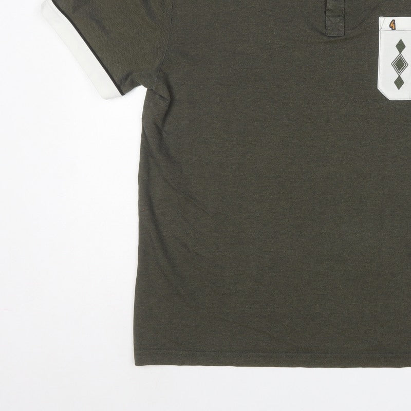 Gabicci Collezione Men's Green L Polo Shirt Contrast Collar Pocket