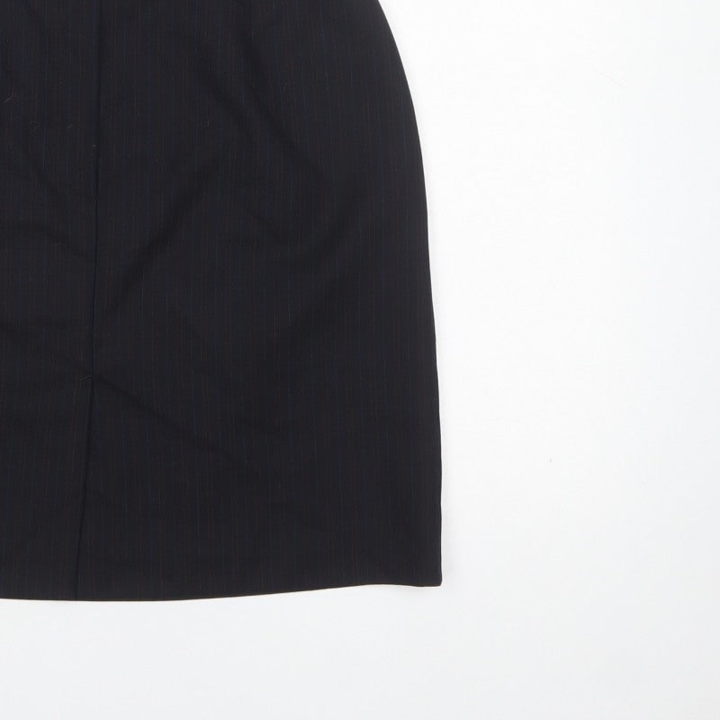 Next Women’s Black Pinstripe Wool Blend Pencil Skirt UK 12