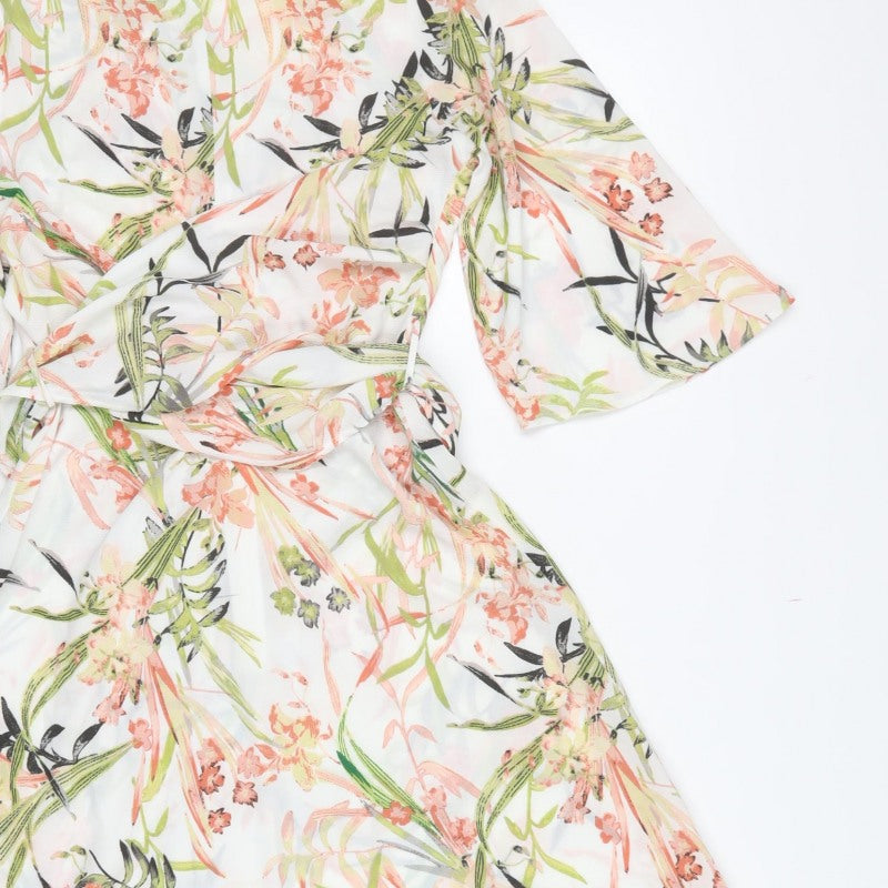 Marks & Spencer Women Multicoloured Floral UK 16 Knee Wrap Dress