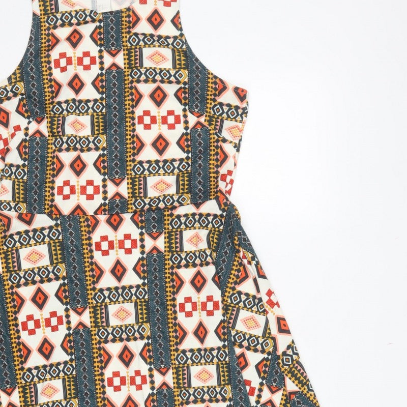 H&M Women’s Multicoloured M Aztec Geometric Fit & Flare Dress