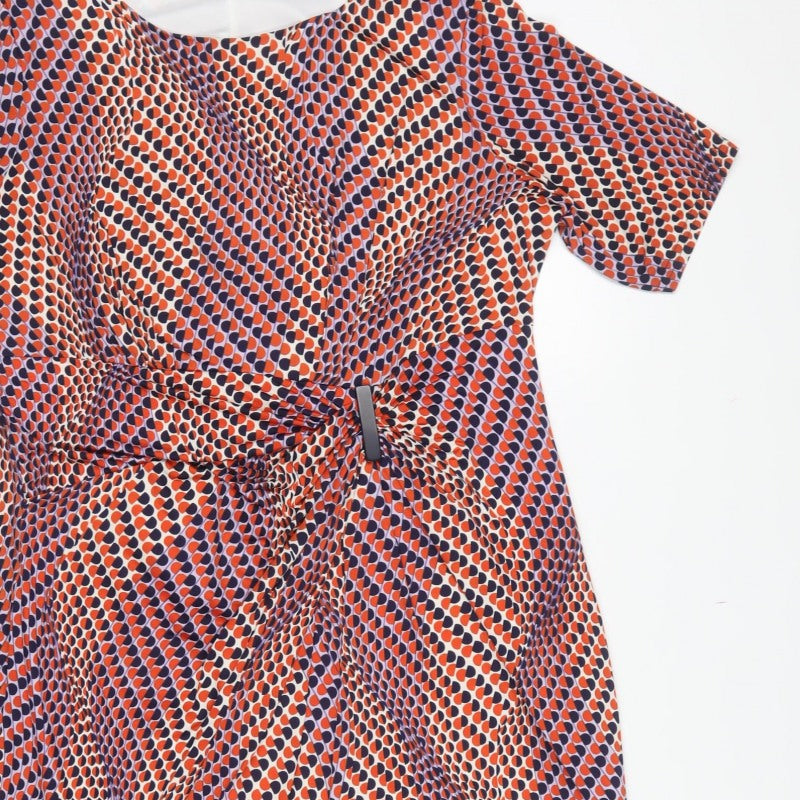 Nightingales Women’s Multicoloured Geometric Ruched Sheath Dress UK 18